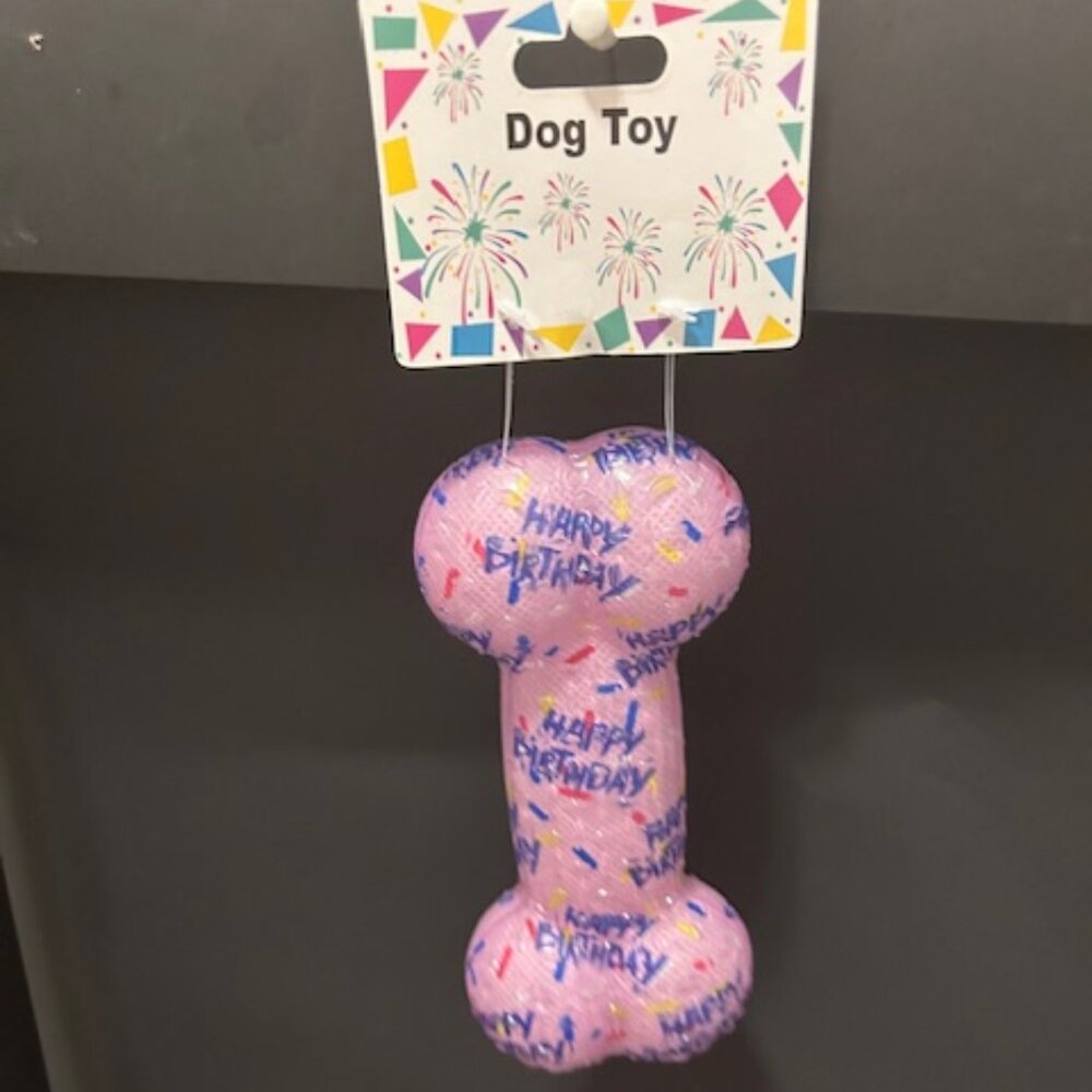 Pet's Birthday Rubber Bone Shaped  (Dog Toy)